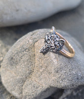 silver + 14k gold WOLF FOX diamond and ruby ring
