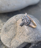 silver + 14k gold WOLF FOX diamond and ruby ring