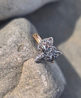 silver + 14k gold WOLF FOX diamond and ruby ring