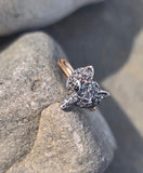 silver + 14k gold WOLF FOX diamond and ruby ring