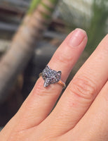silver + 14k gold WOLF FOX diamond and ruby ring