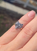 silver + 14k gold WOLF FOX diamond and ruby ring