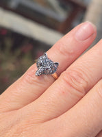 silver + 14k gold WOLF FOX diamond and ruby ring