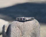 18k white gold sapphire vintage Art Deco engraved wedding band