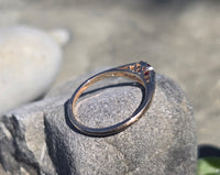 18ct gold two tone ruby solitaire engraved antique ring