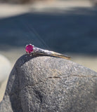 18ct gold two tone ruby solitaire engraved antique ring