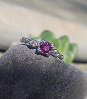 platinum pink sapphire and diamond estate ring