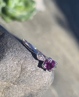 platinum pink sapphire and diamond estate ring