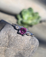 platinum pink sapphire and diamond estate ring