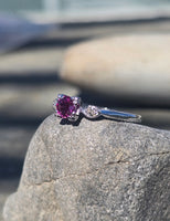 platinum pink sapphire and diamond estate ring