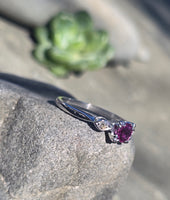 platinum pink sapphire and diamond estate ring