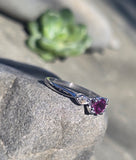 platinum pink sapphire and diamond estate ring