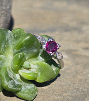 platinum pink sapphire and diamond estate ring