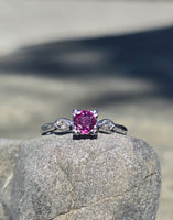 platinum pink sapphire and diamond estate ring