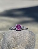 platinum pink sapphire and diamond estate ring
