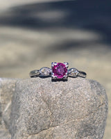 platinum pink sapphire and diamond estate ring