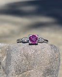 platinum pink sapphire and diamond estate ring