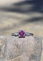 platinum pink sapphire and diamond estate ring