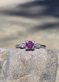 platinum pink sapphire and diamond estate ring
