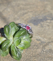 18k white gold pink diamond estate ring