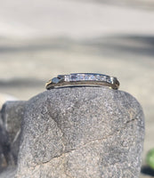 14k gold two-tone natural alexandrite & diamond estate wedding band