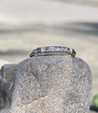 14k gold two-tone natural alexandrite & diamond estate wedding band