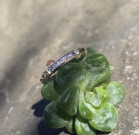 14k gold two-tone natural alexandrite & diamond estate wedding band