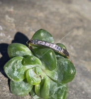 14k gold two-tone natural alexandrite & diamond estate wedding band