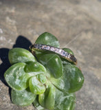 14k gold two-tone natural alexandrite & diamond estate wedding band