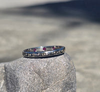 18k white gold ruby vintage Art Deco engraved wedding band
