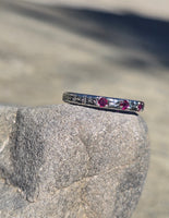 18k white gold ruby vintage Art Deco engraved wedding band
