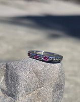 18k white gold ruby vintage Art Deco engraved wedding band