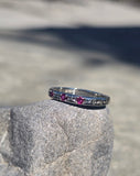 18k white gold ruby vintage Art Deco engraved wedding band