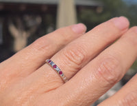 18k white gold ruby vintage Art Deco engraved wedding band