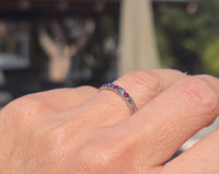 18k white gold ruby vintage Art Deco engraved wedding band