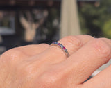 18k white gold ruby vintage Art Deco engraved wedding band