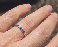 18k white gold ruby vintage Art Deco engraved wedding band