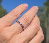 18k white gold ruby vintage Art Deco engraved wedding band