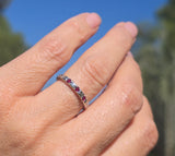 18k white gold ruby vintage Art Deco engraved wedding band