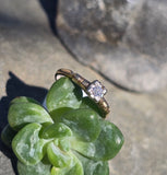14k gold two tone diamond solitaire antique estate ring
