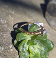 14k gold two tone diamond solitaire antique estate ring