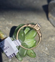 14k gold two tone diamond solitaire antique estate ring