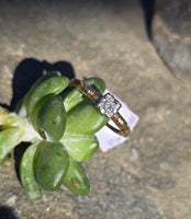 14k gold two tone diamond solitaire antique estate ring
