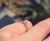 14k gold two tone diamond solitaire antique estate ring