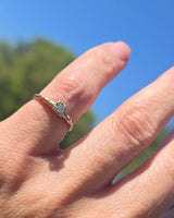 14k gold two tone diamond solitaire antique estate ring