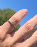 14k gold two tone diamond solitaire antique estate ring