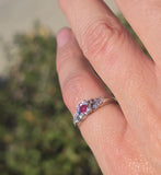18k white gold pink diamond estate ring