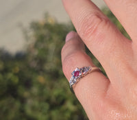 18k white gold pink diamond estate ring