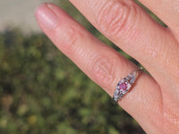 18k white gold pink diamond estate ring
