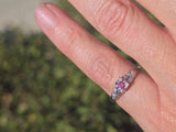 18k white gold pink diamond estate ring